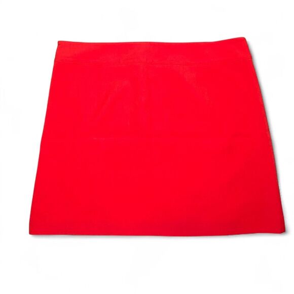LOFT Women’s Red Mini Skirt Size 16 NWT Gold Button Detail Stretch Holiday - Picture 4 of 5